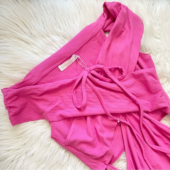 Jonathan Simkhai STANDARD Dress NWT Akane Shaping Rib Off Shoulder Cutout Halter - Picture 6 of 15